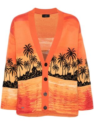Alanui Kerala Sunset intarsia-knit cardigan - Orange