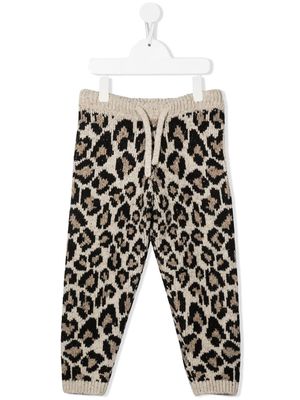 Alanui Kids animal-pattern knitted trousers - Neutrals