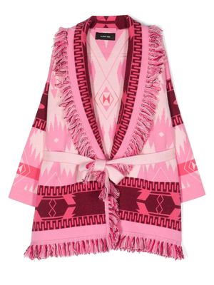 Alanui Kids Aztec print fringed cardigan - Pink