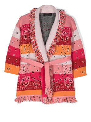 Alanui Kids bandana-pattern cashmere cardigan - Pink