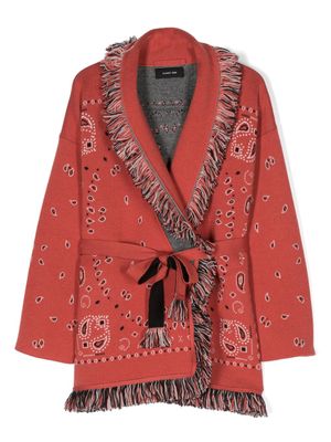 Alanui Kids belted paisley-print double-breasted coat - Red
