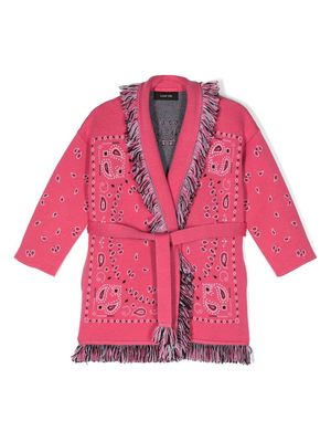 Alanui Kids intarsia-knit long-sleeve cardigan - Pink