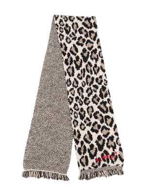 Alanui Kids Northern Islands leopard-print scarf - Green