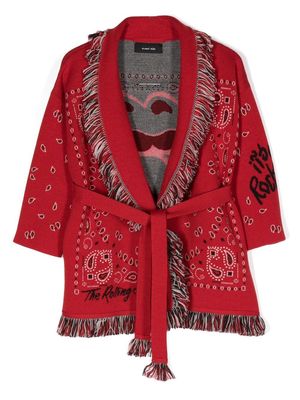 Alanui Kids paisley-print belted cardigan - Red