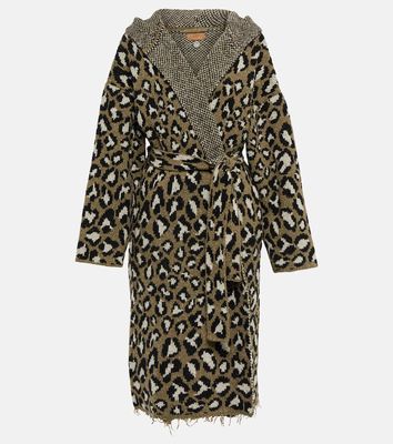 Alanui Leopard jacquard wool-blend coat