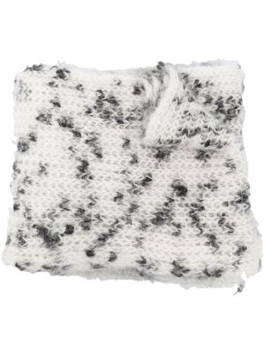 Alanui logo-embroidered mohair-blend scarf - White