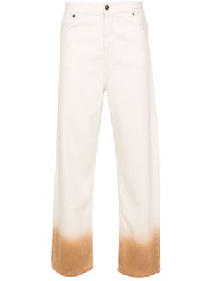 Alanui logo-patch cotton straight-leg jeans - Neutrals