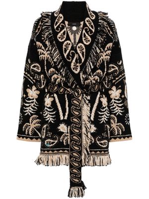 Alanui Lush Nature Foulard-jacquard cardigan - Black