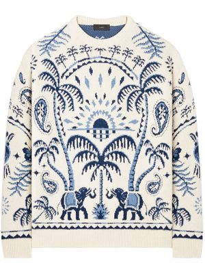 Alanui Lush of Nature Foulard patterned jacquard jumper - Neutrals