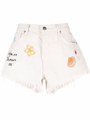 Alanui Mermaid embroidered mini shorts - 0385 CHALK BEIGE WASH MULTICOLOR