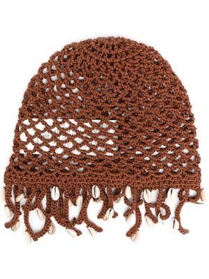 Alanui Mother Nature Cowry Shell hat - Brown