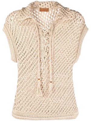 Alanui Mother Nature knitted polo top - Neutrals