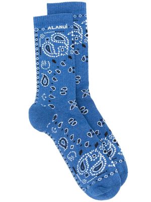 Alanui paisley-intarsia socks - Blue