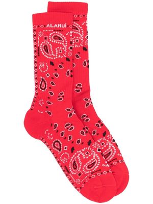 Alanui paisley-intarsia socks - Red