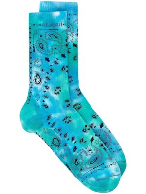 Alanui paisley-print ribbed socks - Blue