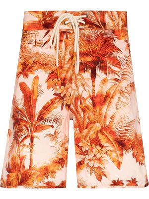 Alanui palm-tree print swim shorts - Orange