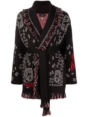 Alanui patterned intarsia-knit cardigan - Black