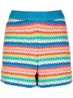 Alanui rainbow stripe-detail shorts - Blue