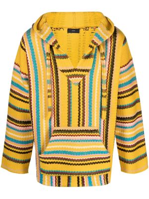 Alanui stripe-detailing V-neck hoodie - Yellow