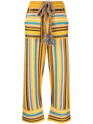 Alanui stripe-pattern knitted trousers - Yellow
