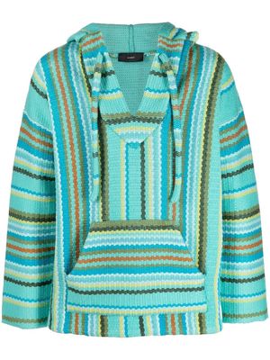 Alanui stripe-print pullover hoodie - Blue