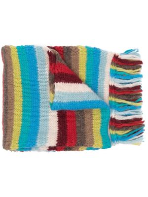 Alanui striped knitted scarf - Blue