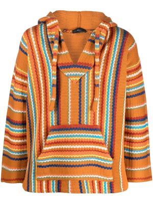 Alanui striped pullover knitted hoodie - Orange