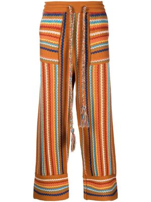 Alanui striped straight-leg trousers - Orange