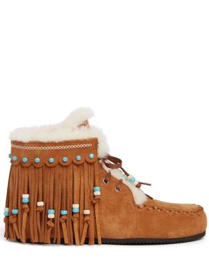 Alanui The Journey fringed suede boots - Brown