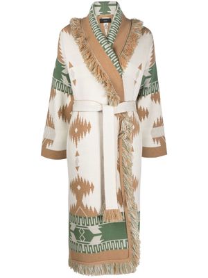 Alanui tied-waist virgin wool cardi-coat - Neutrals