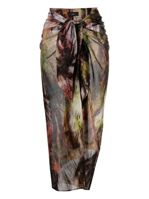 Alanui Tropical Madness-print wrap skirt - Brown