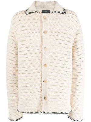 Alanui whipstitch-detail open-knit cardigan - Neutrals