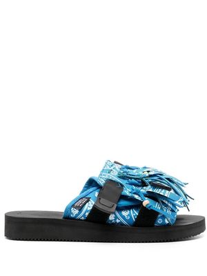 Alanui X Suicoke fringe-detail open-toe sandals - Blue