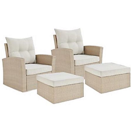 Alaterre Furniture Canaan Set with Two Chairs a nd Ottomans