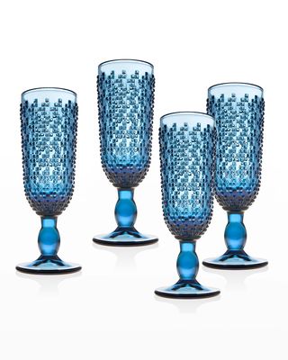 Alba Blue Champagne Flutes, Set of 4