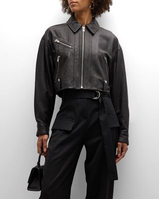 Albane Cropped Leather Jacket