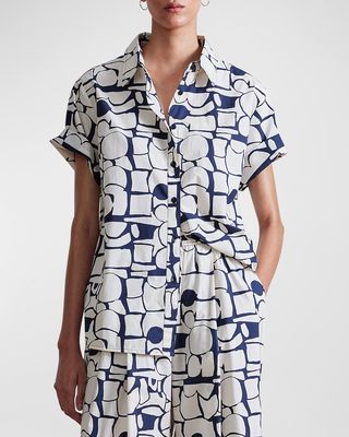 Albers Printed Button-Front Top