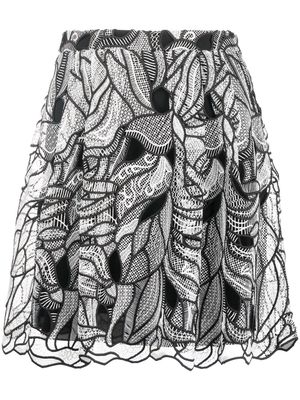 Alberta Ferretti all-over embroidered-design skirt - Black