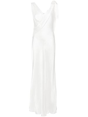 Alberta Ferretti asymmetric draped gown - White