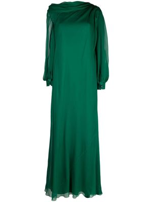 Alberta Ferretti asymmetric long-sleeved gown - Green