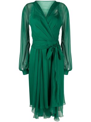 Alberta Ferretti asymmetric silk midi dress - Green