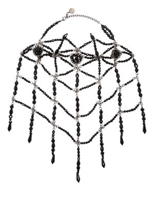 Alberta Ferretti bead-embellished bib necklace - Black