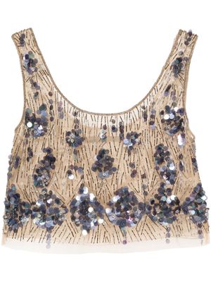 Alberta Ferretti bead-embellished top - Neutrals