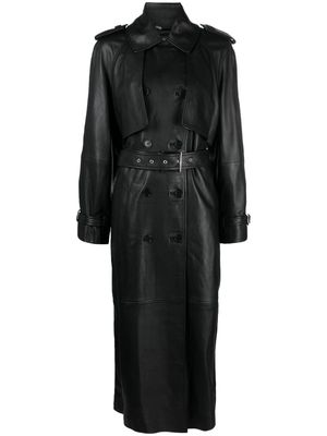 Alberta Ferretti belted leather trench coat - Black