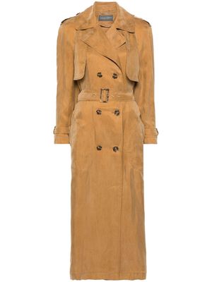 Alberta Ferretti belted long trench coat - Brown