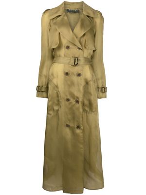 Alberta Ferretti belted silk trench coat - Green