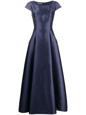 Alberta Ferretti boat-neck flared gown - Blue