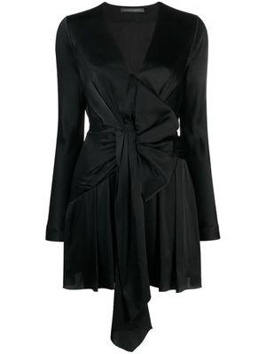 Alberta Ferretti bow-detailing pleated dress - Black