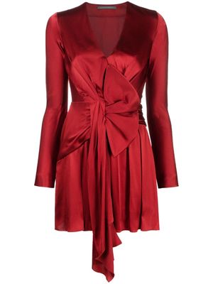 Alberta Ferretti bow-detailing pleated dress - Red