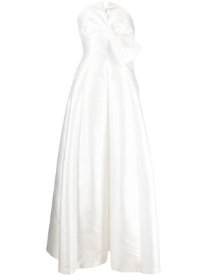 Alberta Ferretti bow-embellished evening gown - White
